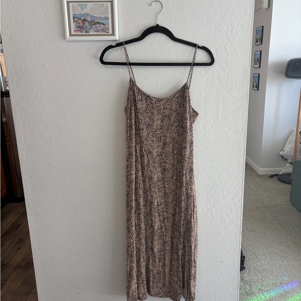 MANGO Leopard Print Midi Slip Dress
